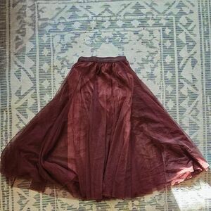 Brown Long Tulle Skirt
